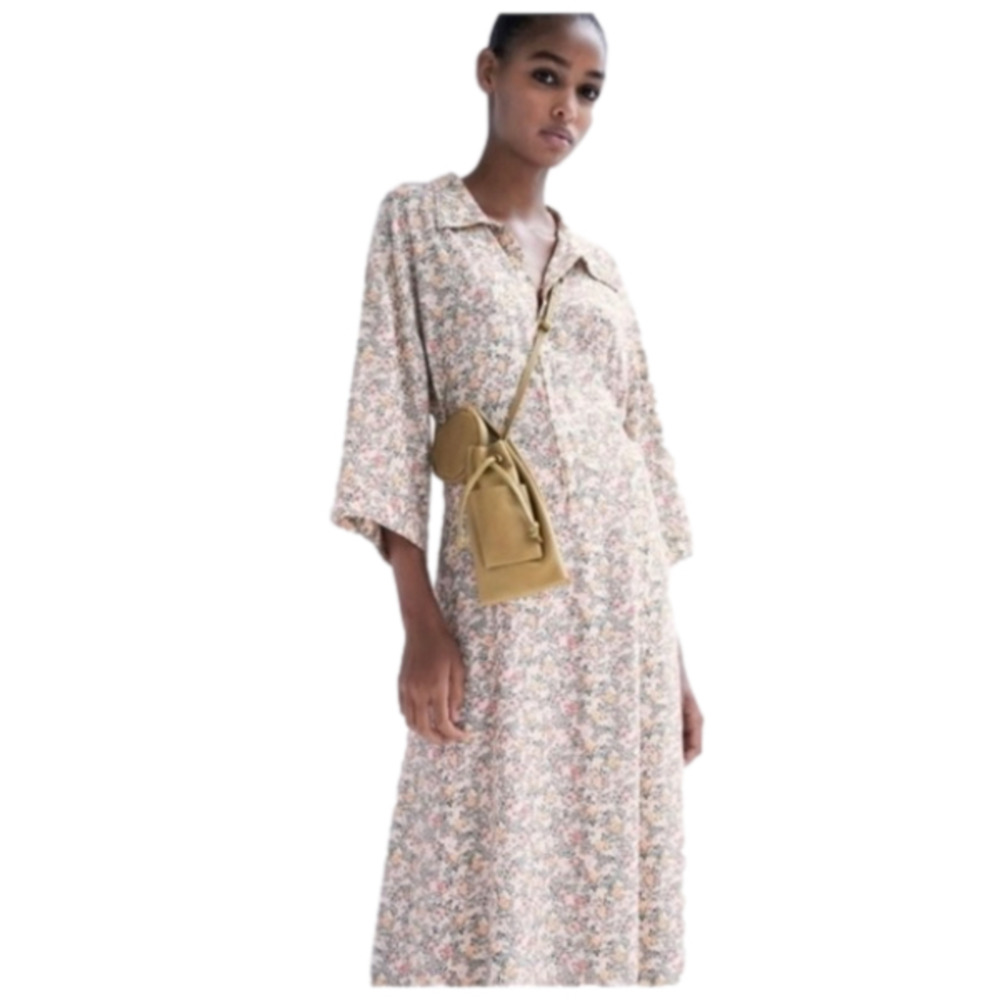 ZARA LIGHT PINK FLORAL MAXI DRESS- SIZE S- NWT